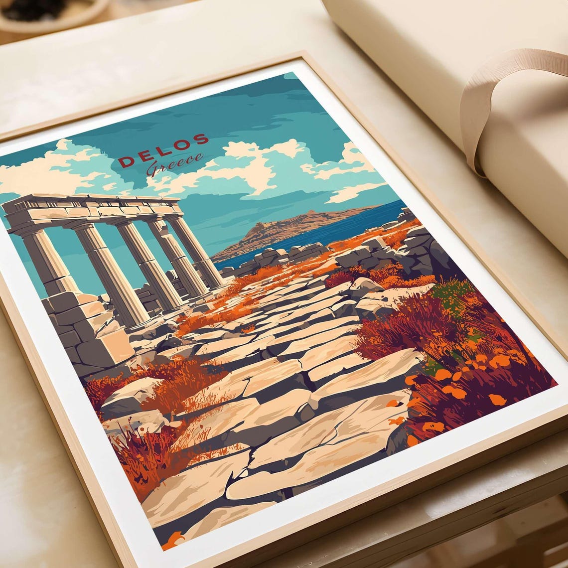 Delos Greece Ancient Temple Ruins Columns Coastal Travel Poster - Image 4