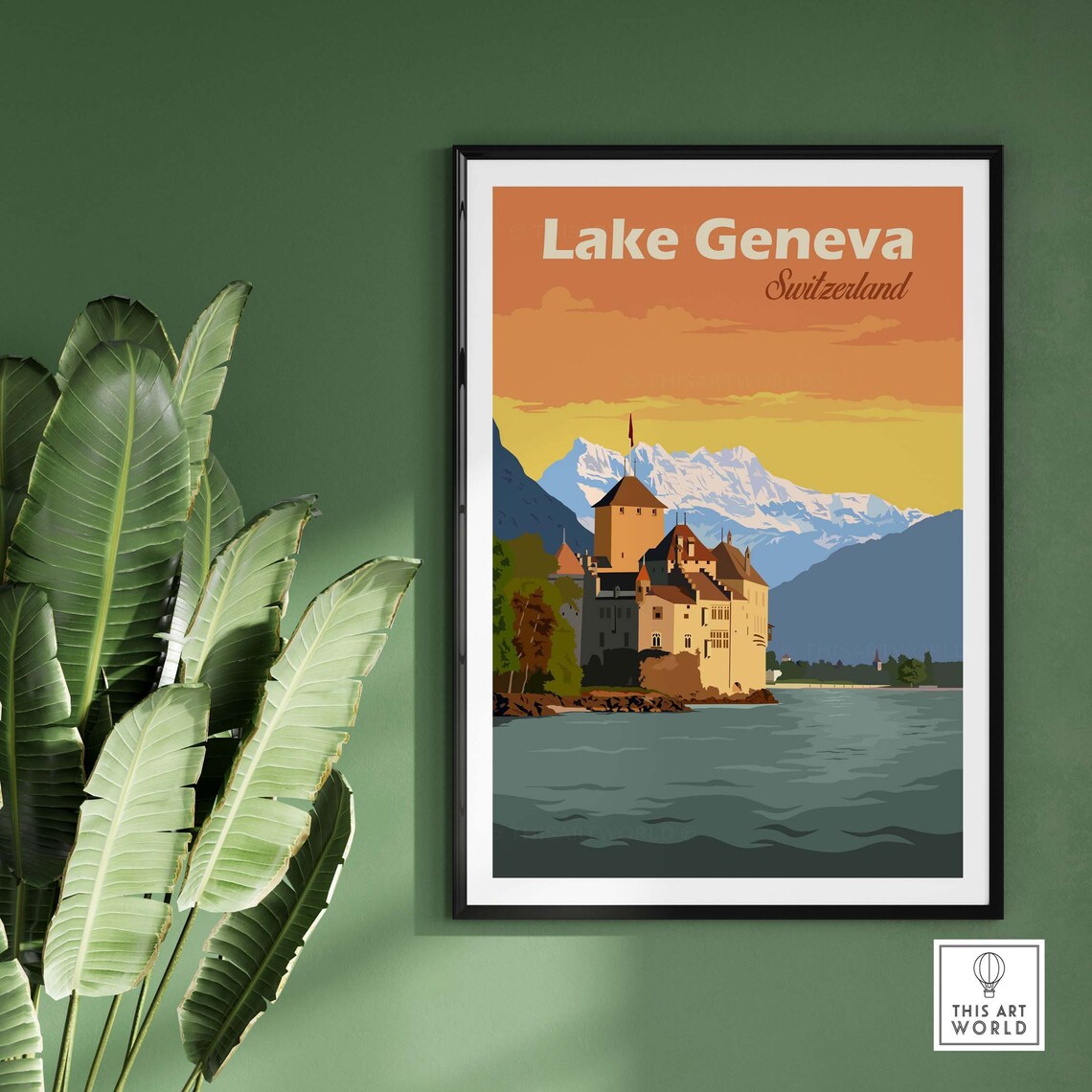 Lake Geneva Travel Poster, Swiss Lake Artwork - Image 3