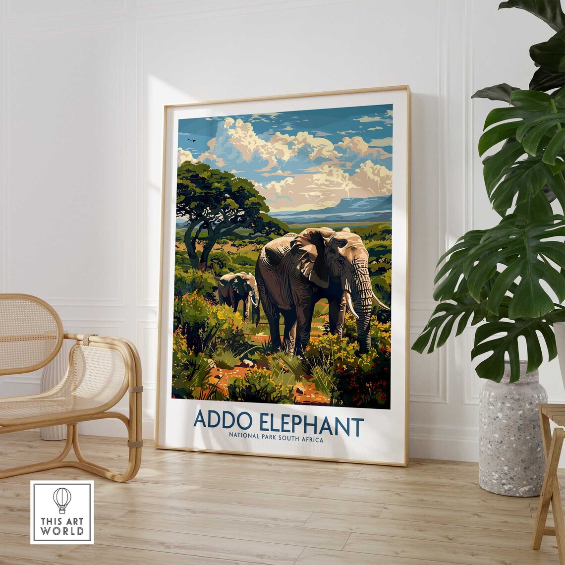Addo Elephant National Park South Africa Safari Travel Poster - Image 3
