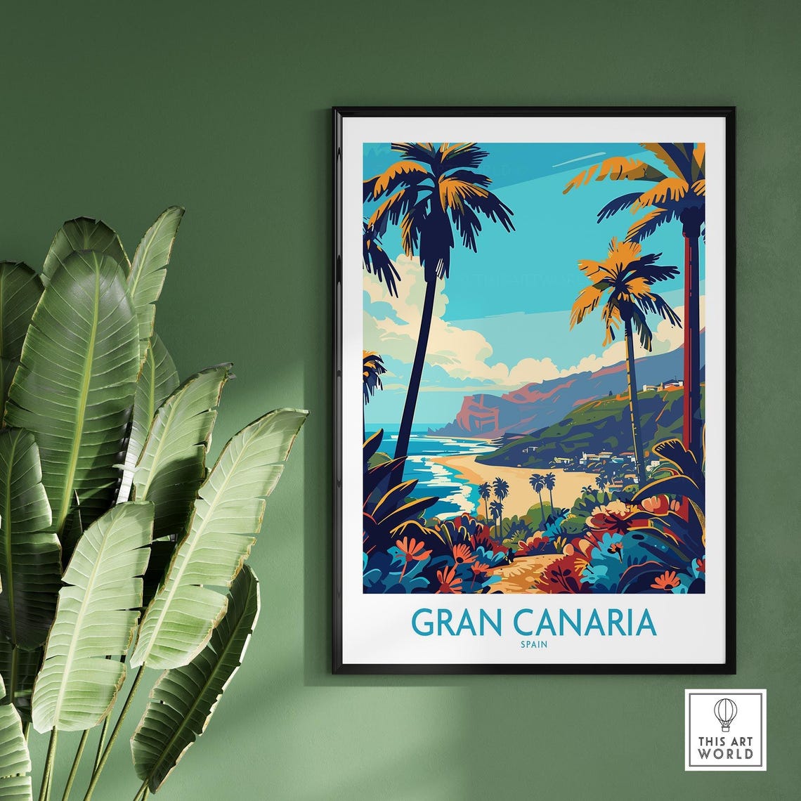 Gran Canaria Spain Palm Trees Beach Bay Tropical Coast Travel Poster - Image 2