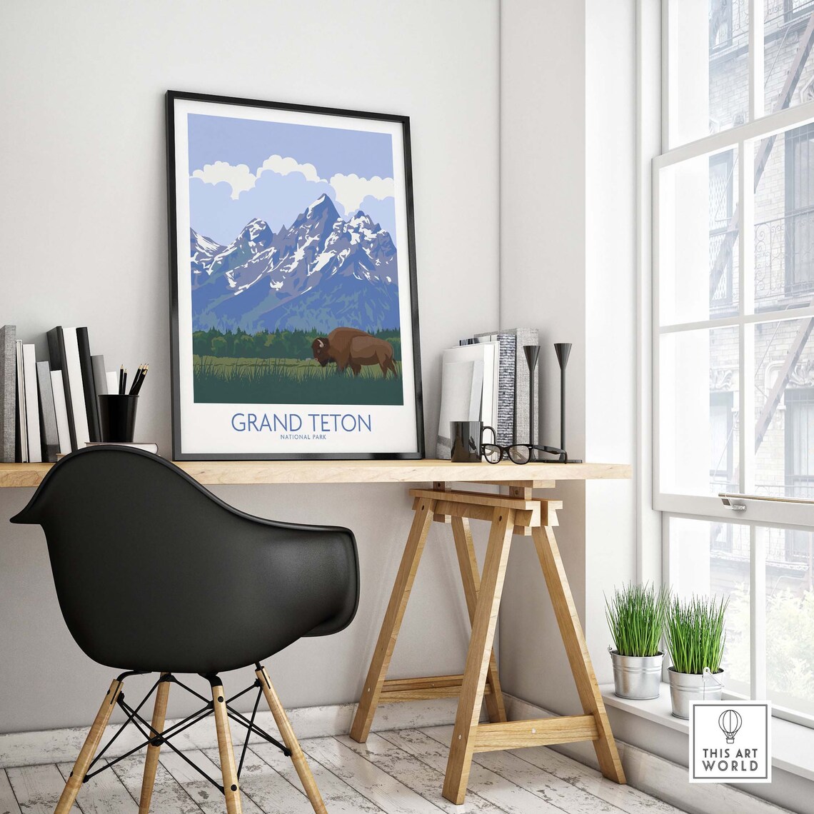 Grand Teton Poster Print, National Park Travel Art - Image 4
