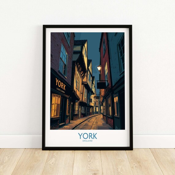 York England The Shambles Night Medieval Street Travel Poster