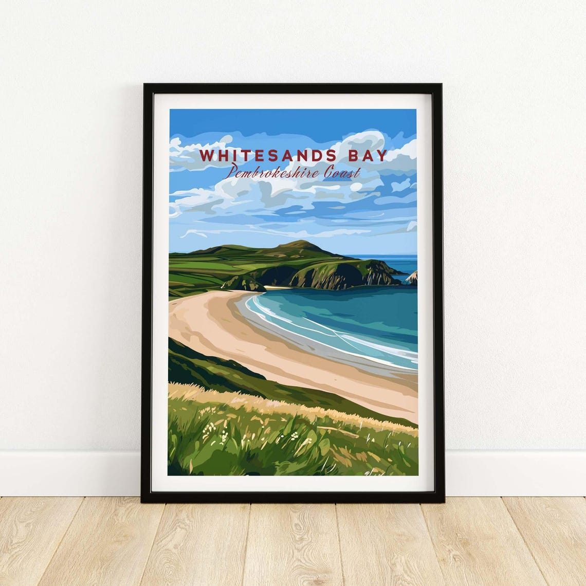 Whitesands Bay Pembrokeshire Coast Curving Beach Portrait Poster