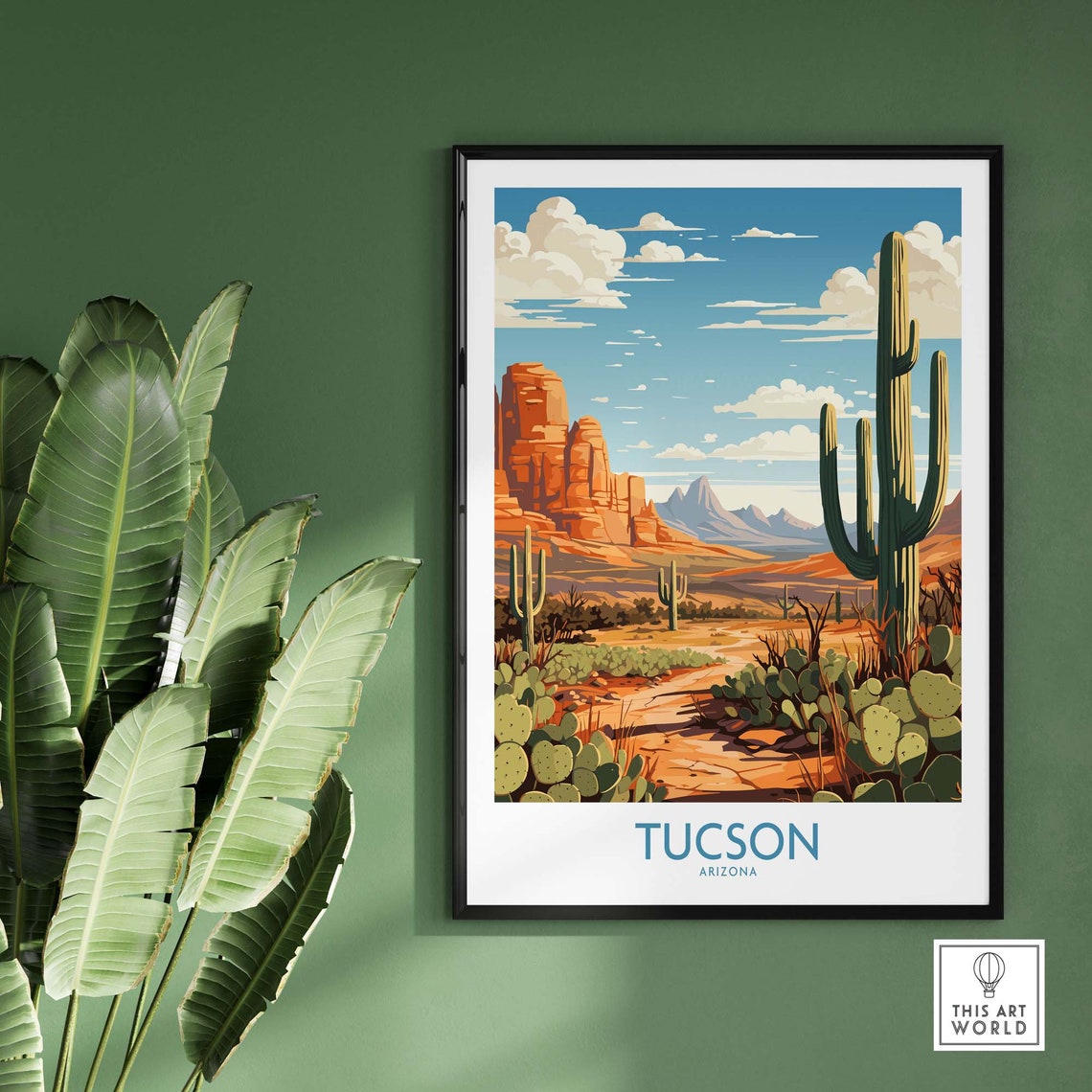 Tucson Arizona Saguaro Cactus Desert Red Rock Sunset Trail Poster - Image 2