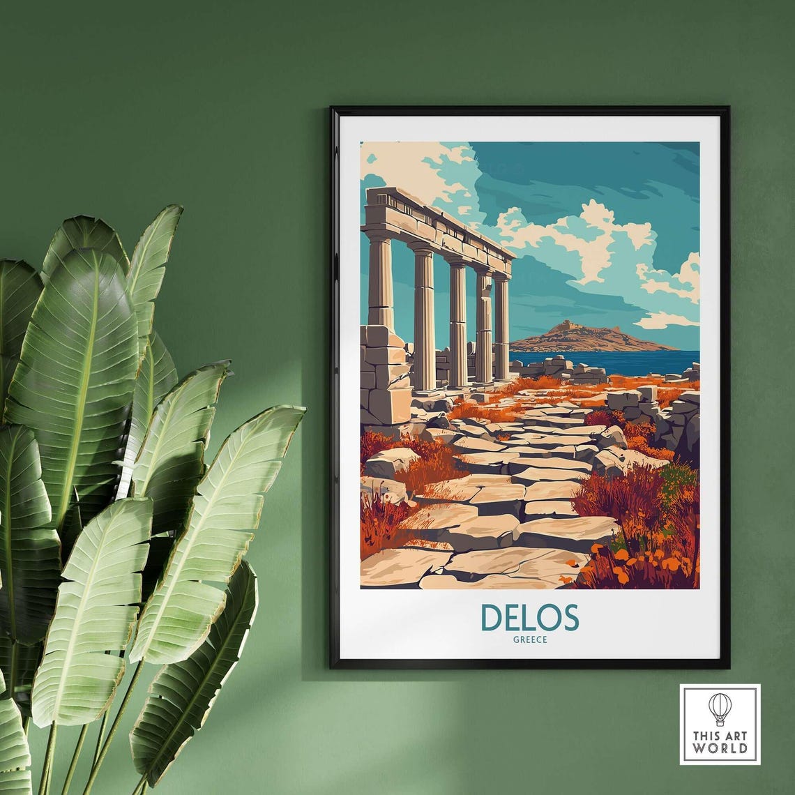 Delos Greece Ancient Temple Ruins Aegean Coast Travel Poster - Image 2