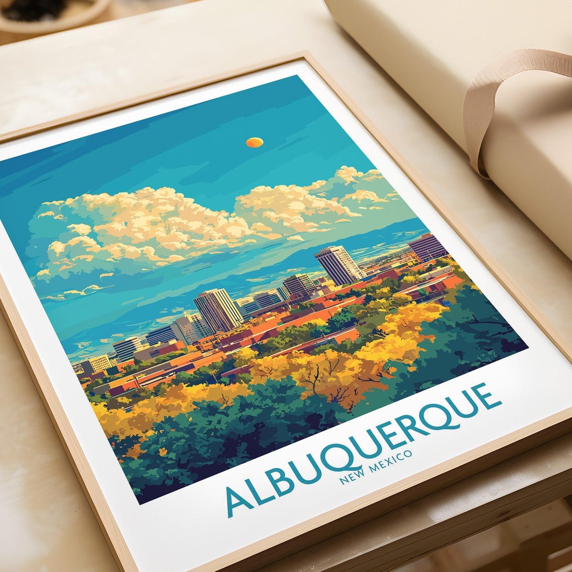 Albuquerque New Mexico Desert City Sandia Sunset Travel Poster