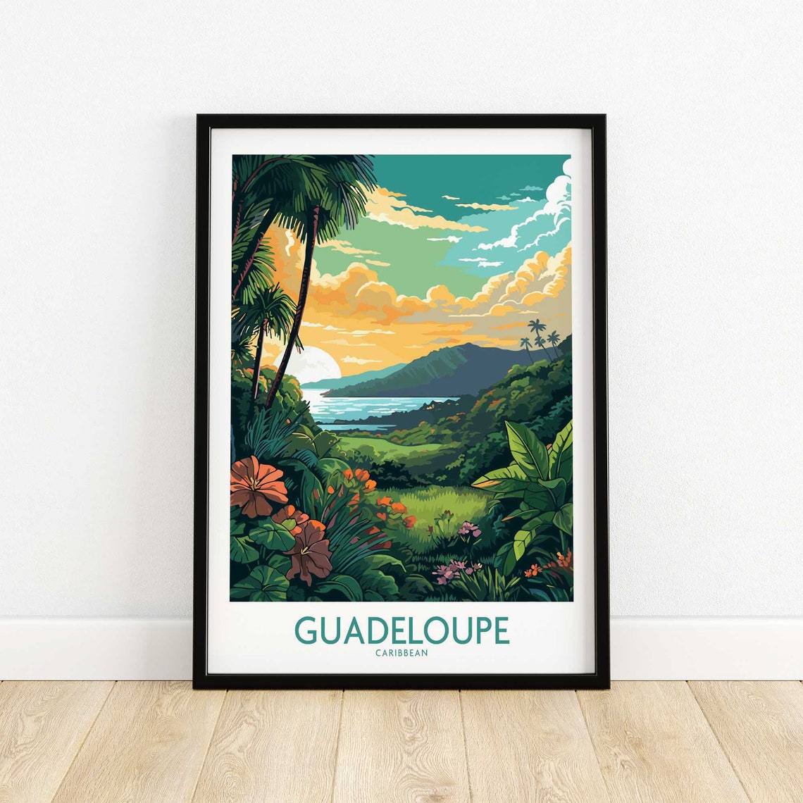 Guadeloupe Wall Art Caribbean Print Travel Poster Home Decor Artwork Gift Illustration Lover