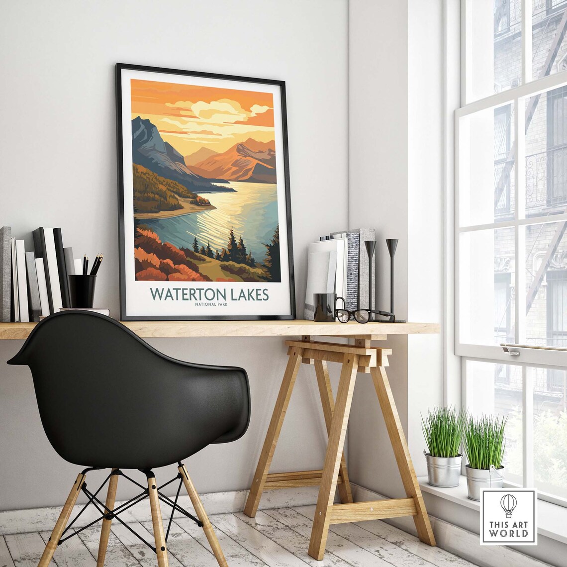 Waterton Lakes National Park Travel Poster, Wall Art - Image 4