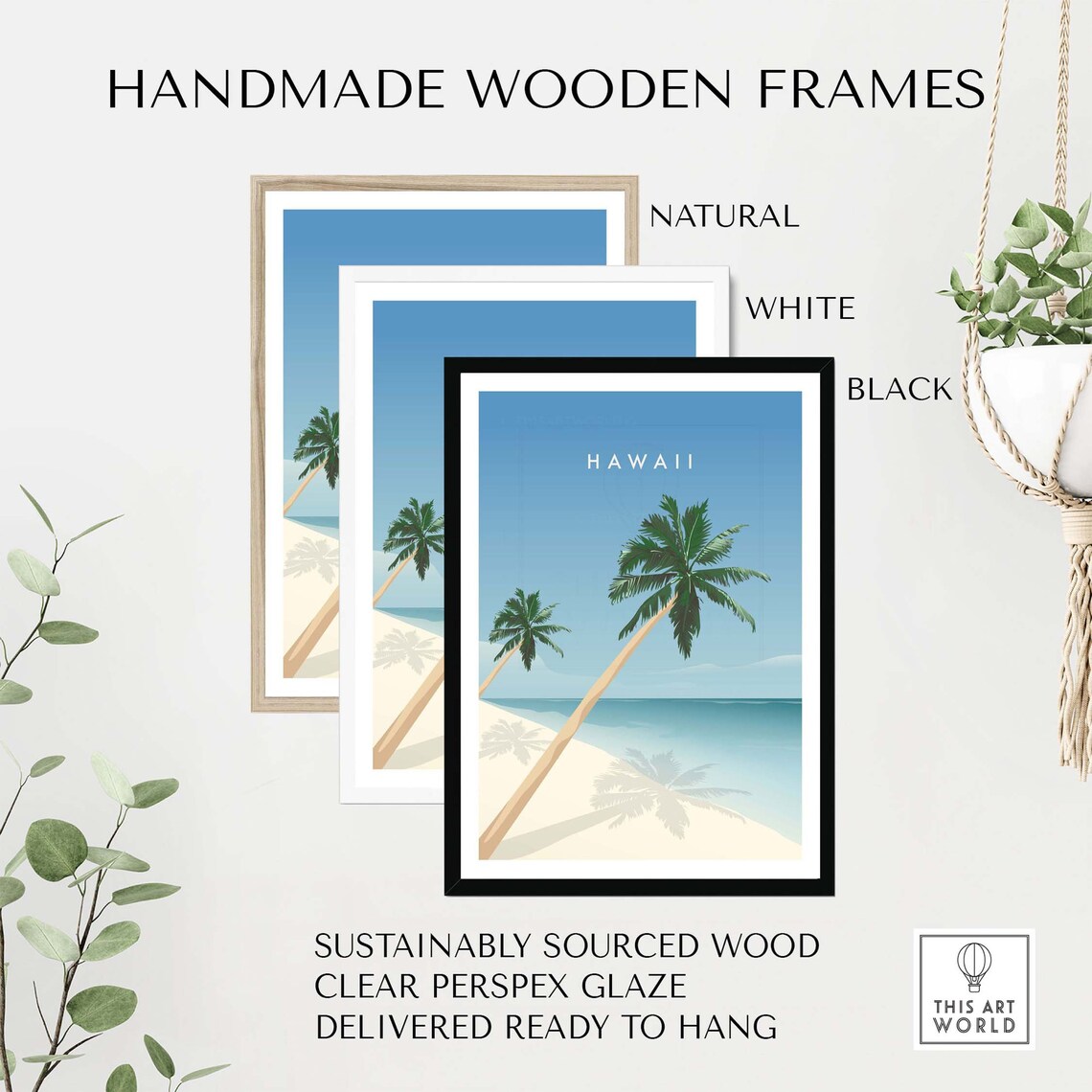 Hawaii Travel Poster, Beach Wall Art With Palm Trees - Image 2