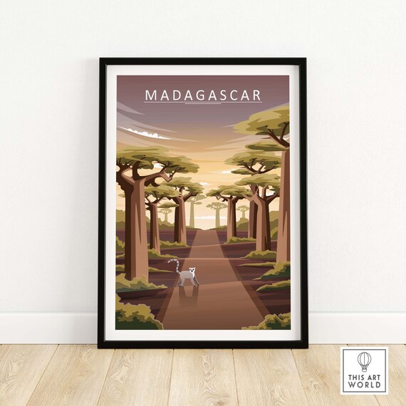 Madagascar Travel Poster, Kids Room Wall Art