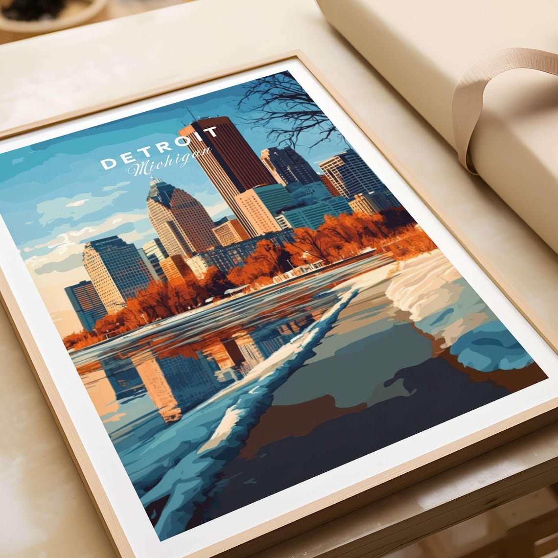 Detroit Michigan Print Detroit Wall Decor Detroit Poster Usa Travel Prints Detroit Art Print Detroit Illustration Detroit Wall Art Gift - Image 3