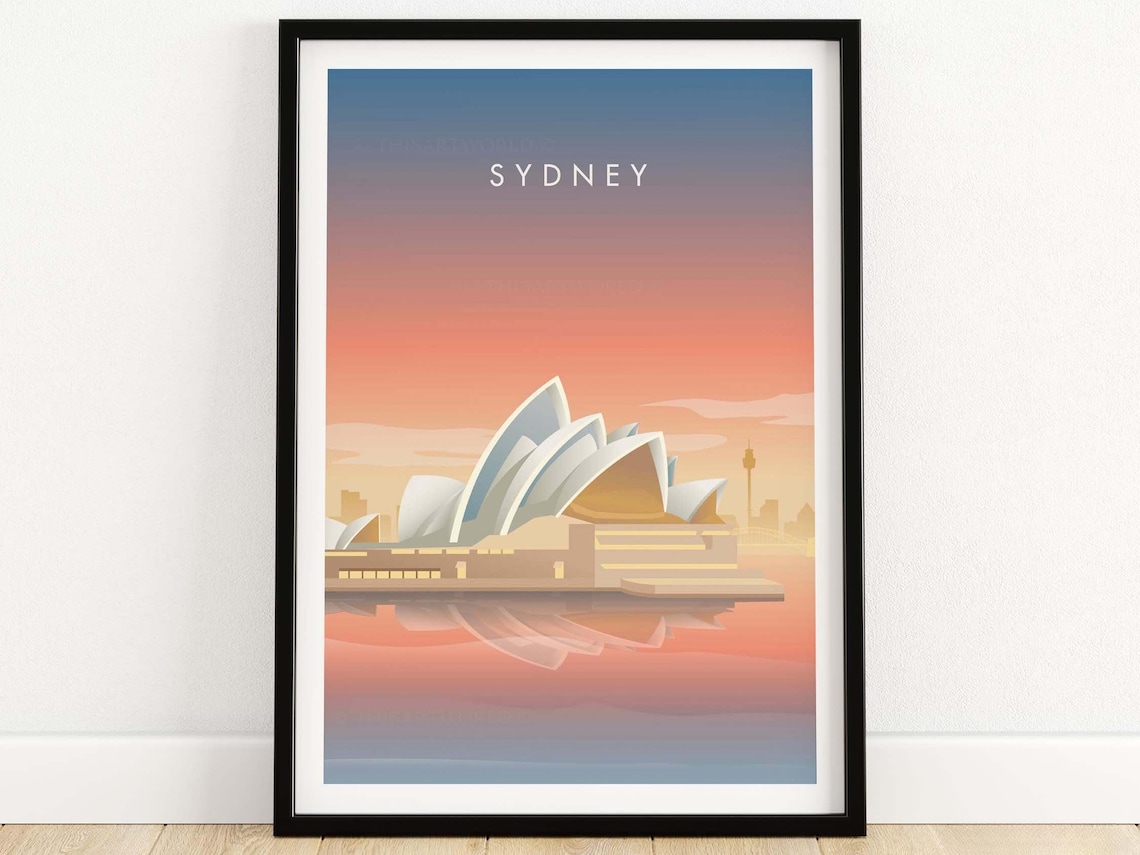 Sydney Australia Travel Poster, Opera House Art Print