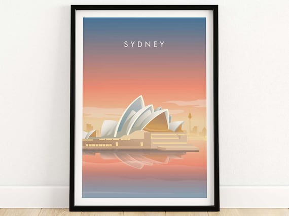 Sydney Australia Travel Poster, Opera House Art Print