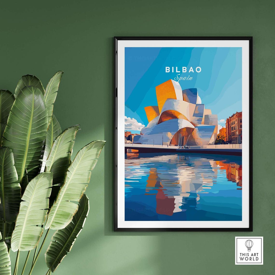 Bilbao Spain Guggenheim Museum River Reflection Travel Poster - Image 2