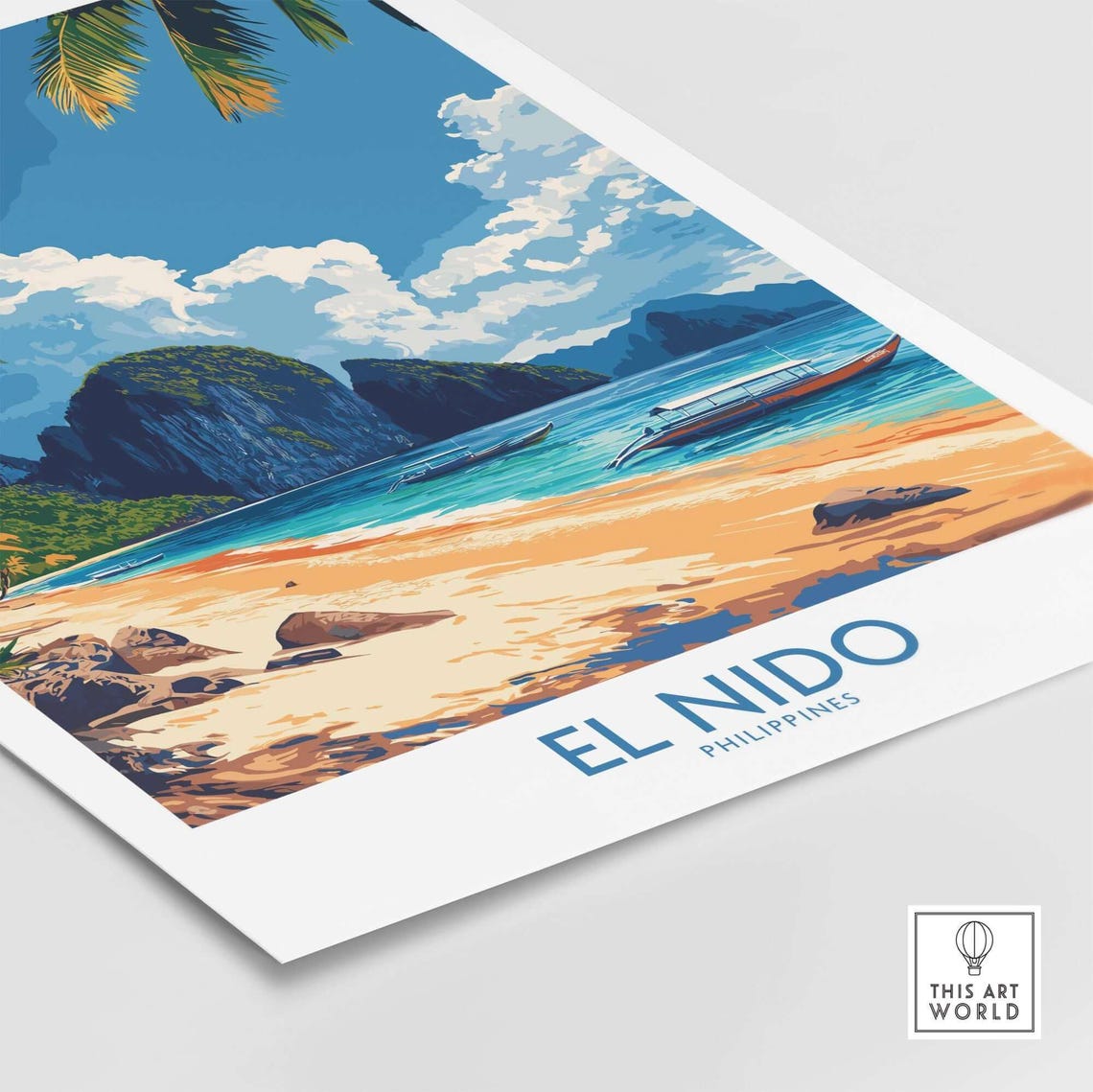El Nido Philippines Karst Cliffs Tropical Beach Boats Travel Poster - Image 4