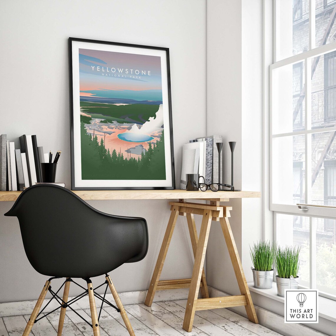 Yellowstone Minimalist Travel Poster Art Print - Image 4