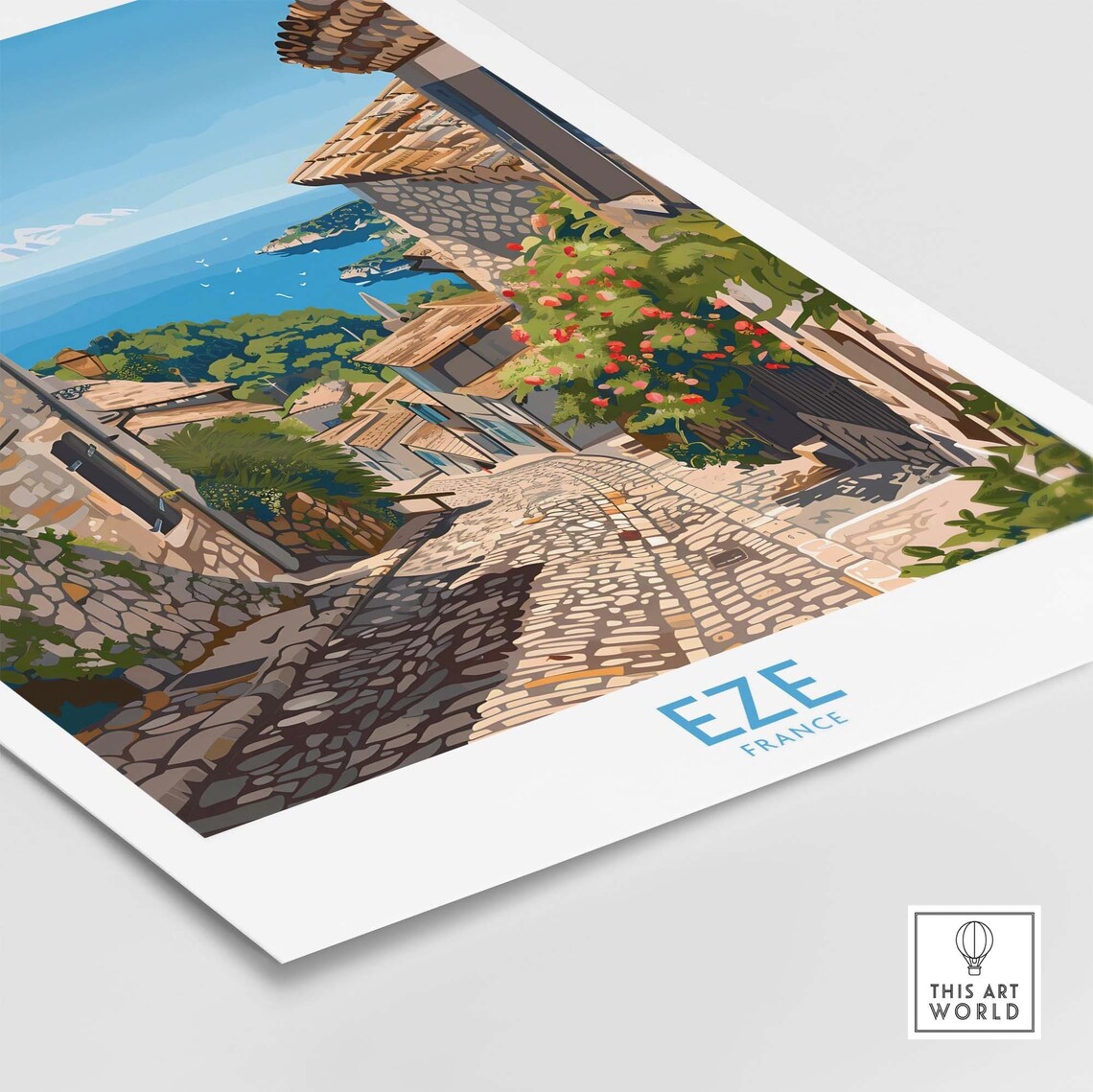 Eze Print Francefrance Travel Poster Eze Artwork Poster Gift French Riviera Home Decor Eze Illustration Art Lover France Print Cte Dazur - Image 4