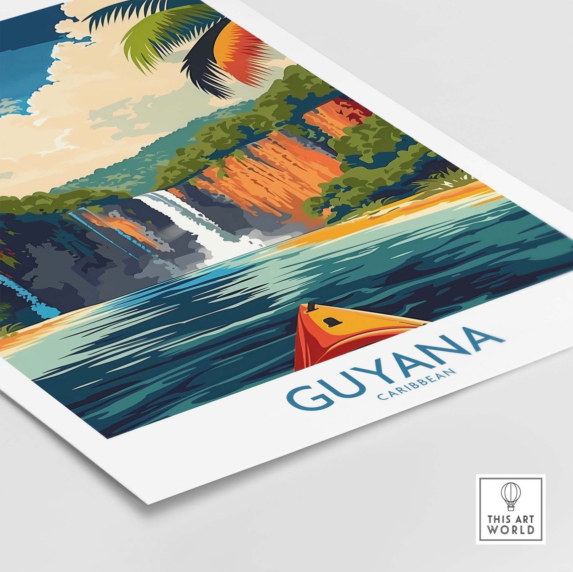 Guyana Caribbean Waterfall River Kayak Jungle Adventure Poster - Image 4