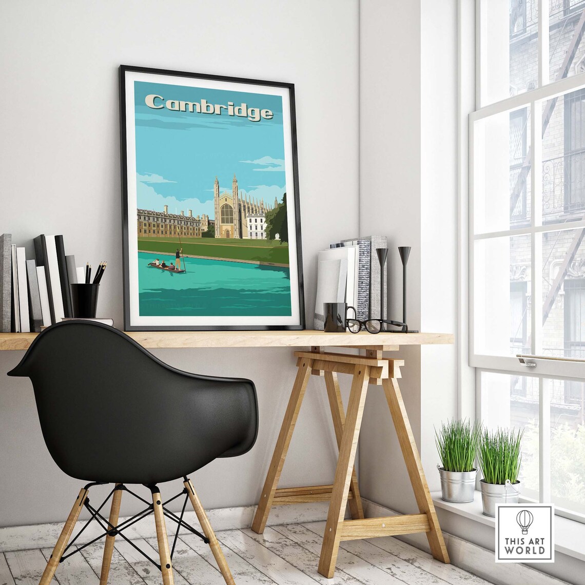 Cambridge Travel Poster, King's College England - Image 4