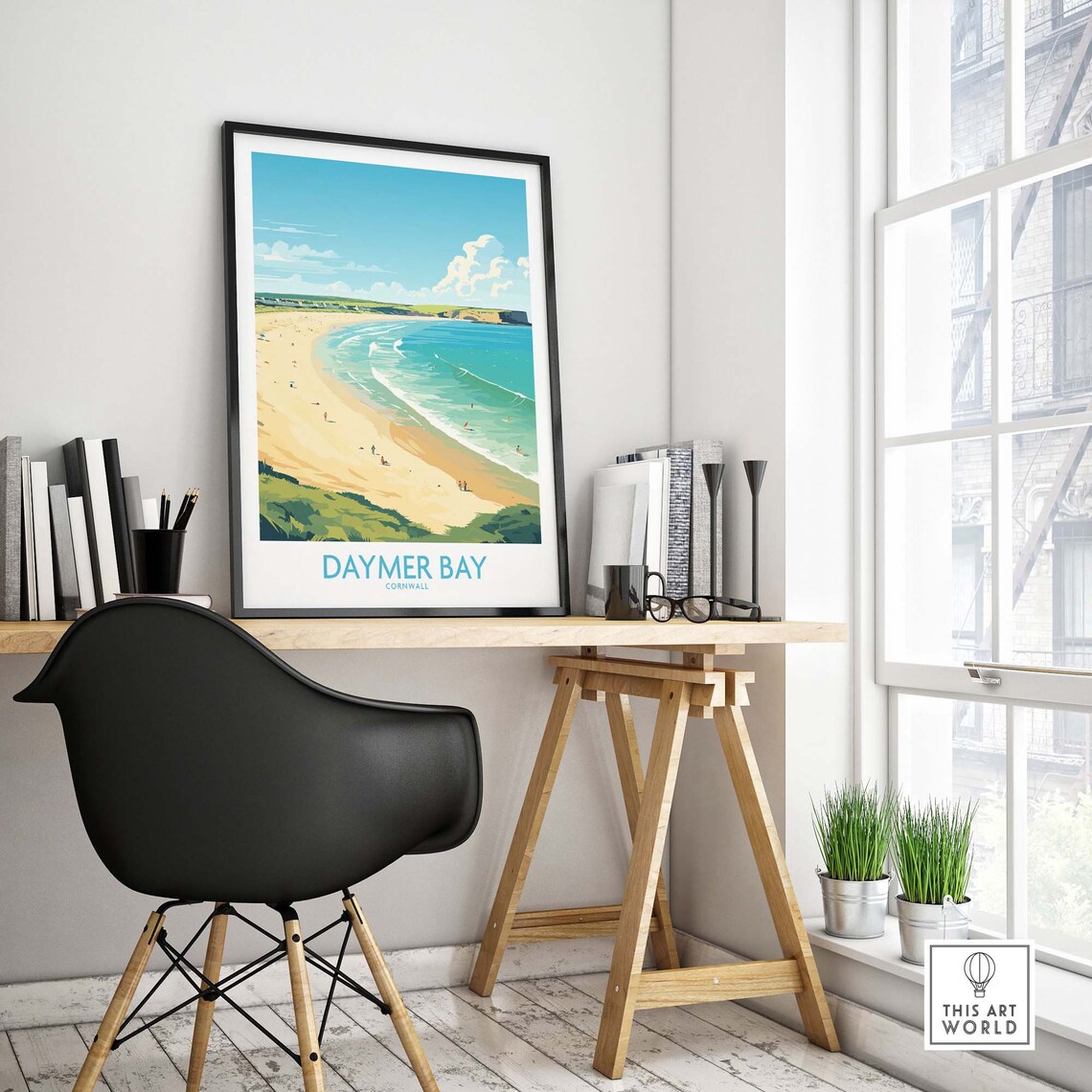 Cornwall Daymer Bay Travel Poster, Coastal Landscape - Image 4