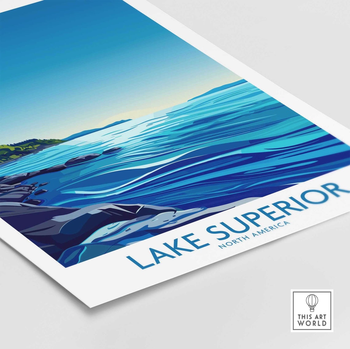 Lake Superior North America Rocky Shoreline Deep Blue Waves Poster - Image 4