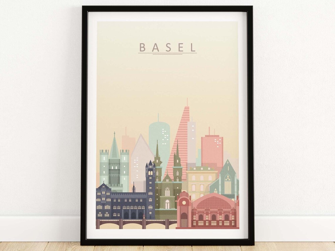 Basel Skyline Art Print, Cityscape Wall Decor