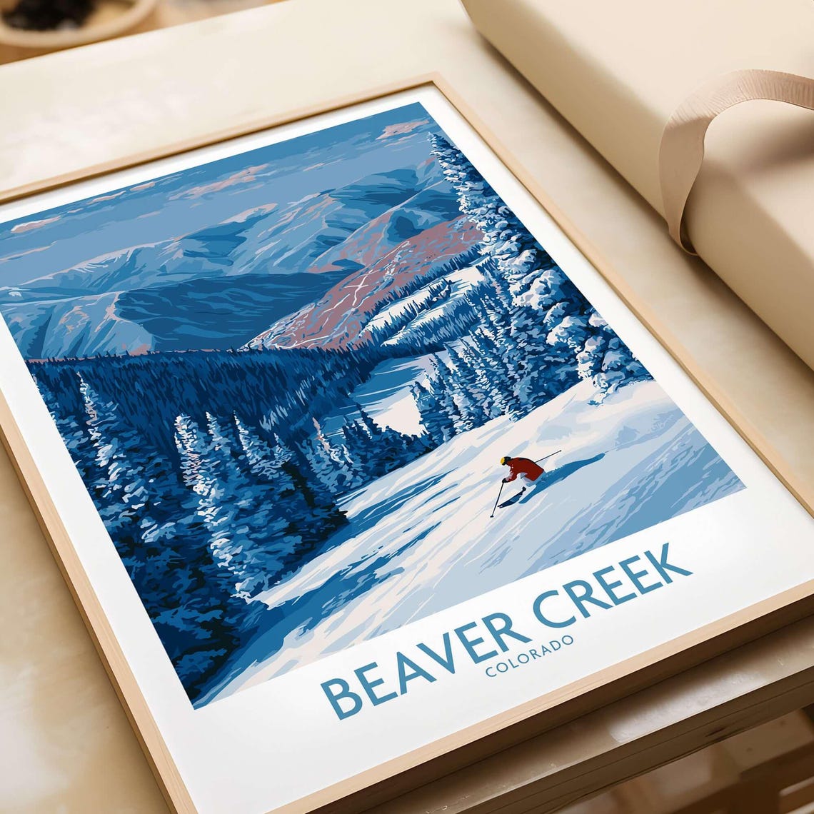 Beaver Creek Colorado Downhill Skier in Fresh Powder Mountain Poster