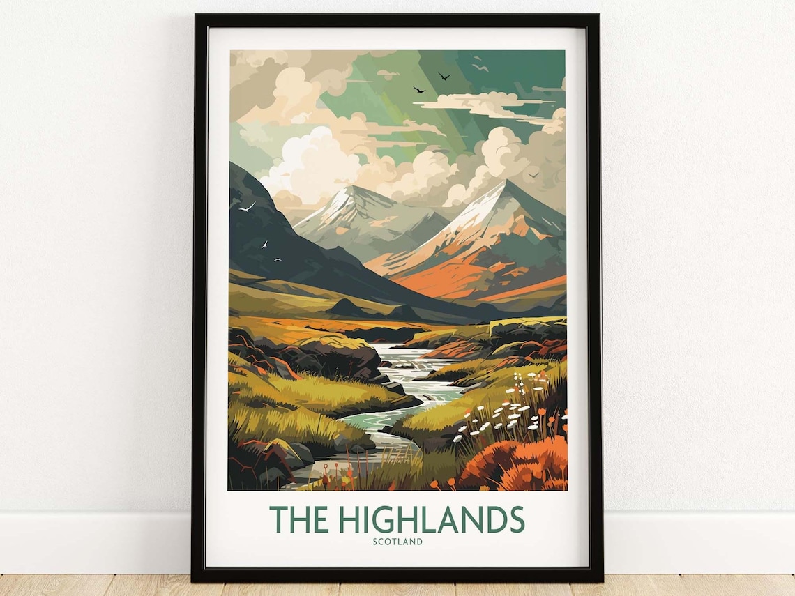 Scottish Highlands Travel Poster, Home Decor Print