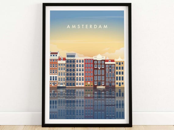Amsterdam Minimalist Skyline Travel Poster