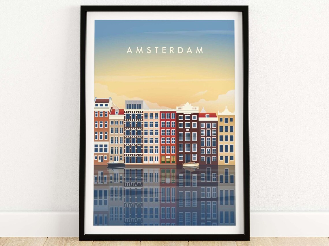 Amsterdam Minimalist Skyline Travel Poster