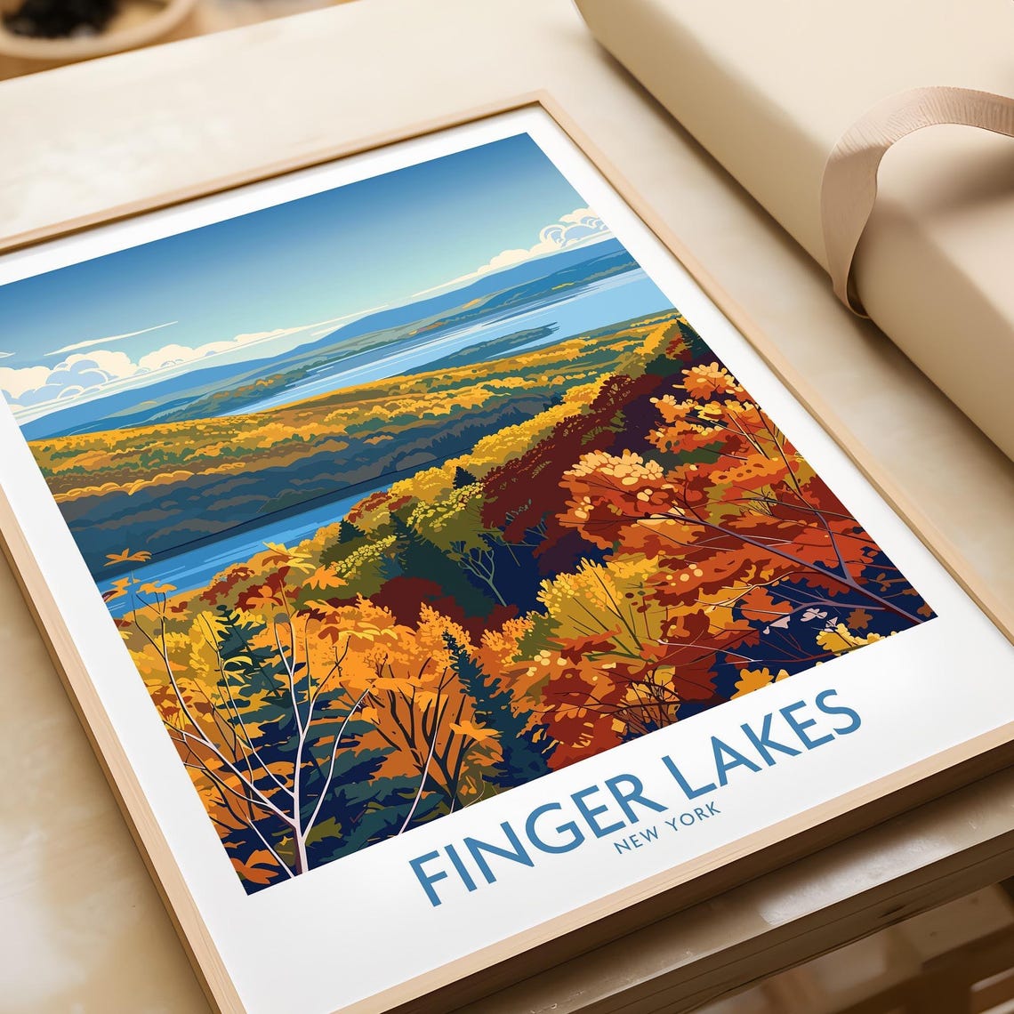 Finger Lakes New York Autumn Foliage Lake View Travel Poster