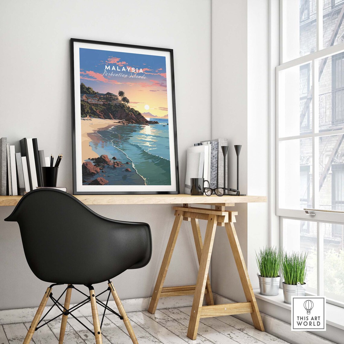 Perhentian Islands Malaysia Beach Sunset Vintage Travel Poster - Image 4
