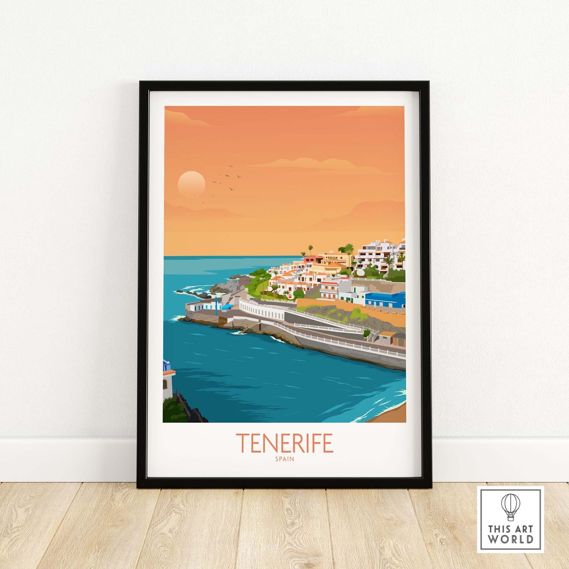 Tenerife Spain Coastal Sunset Cliffs Canary Islands View Poster
