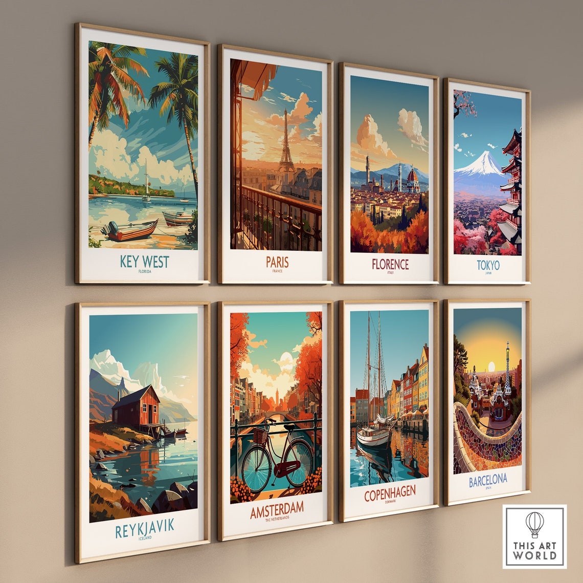 Key West Florida Bay Motorboat Sails Classic Travel Art Poster - Image 3