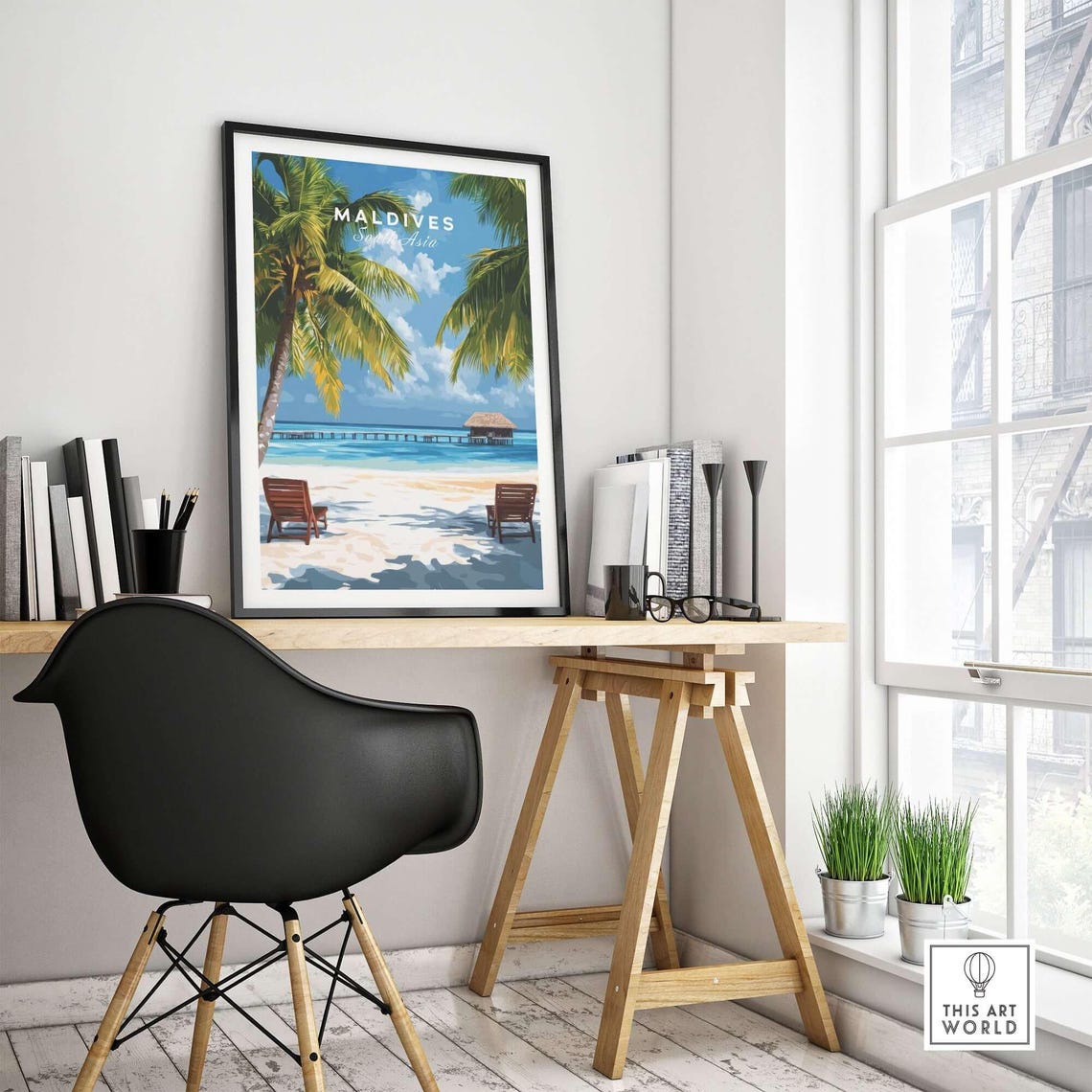 Maldives Tropical Beach Travel Poster, Home Decor - Image 4