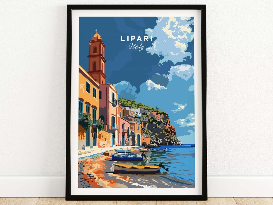 Lipari Italy Travel Poster, Wall Art Print