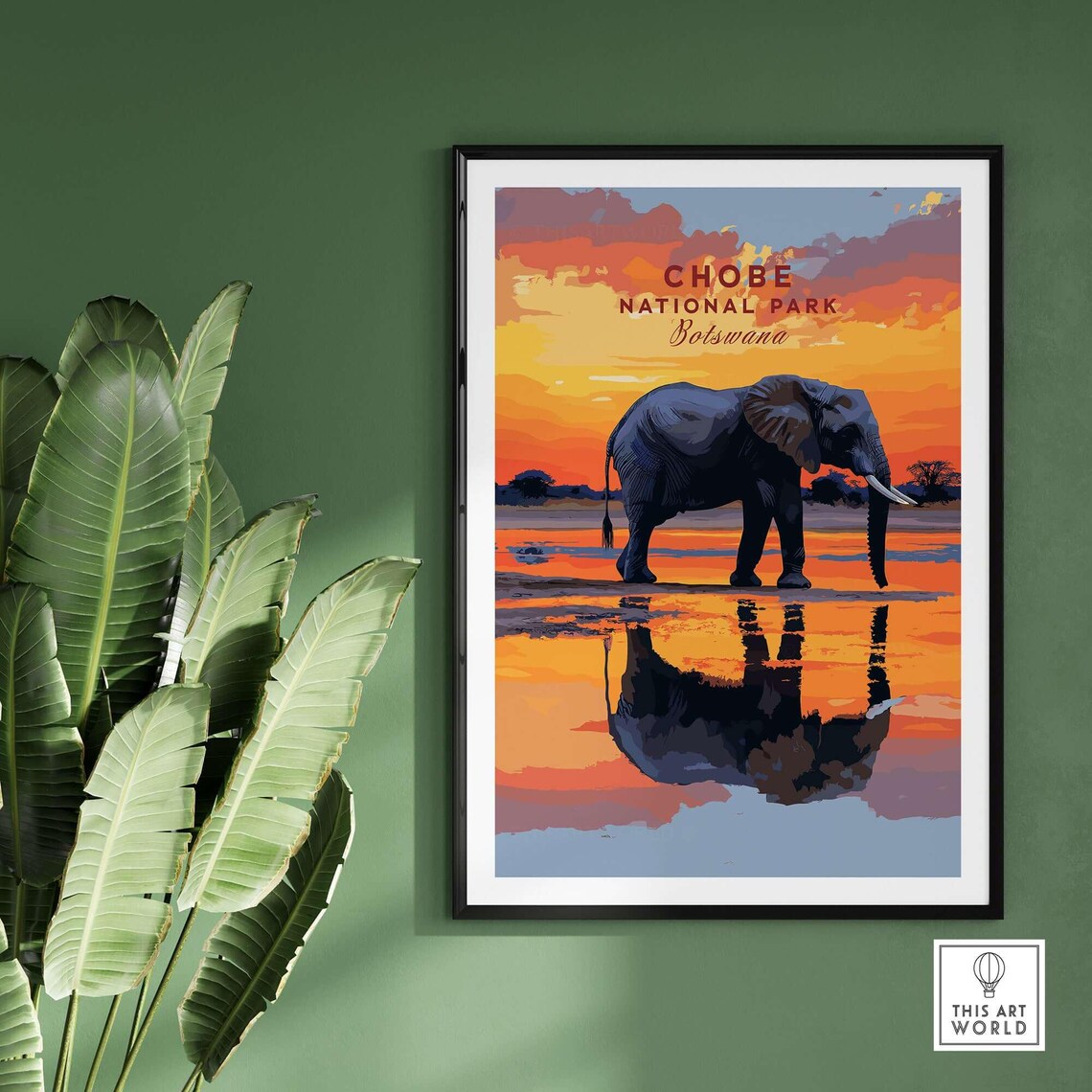 Chobe Elephant Art Print, Botswana Wildlife Illustration - Image 2