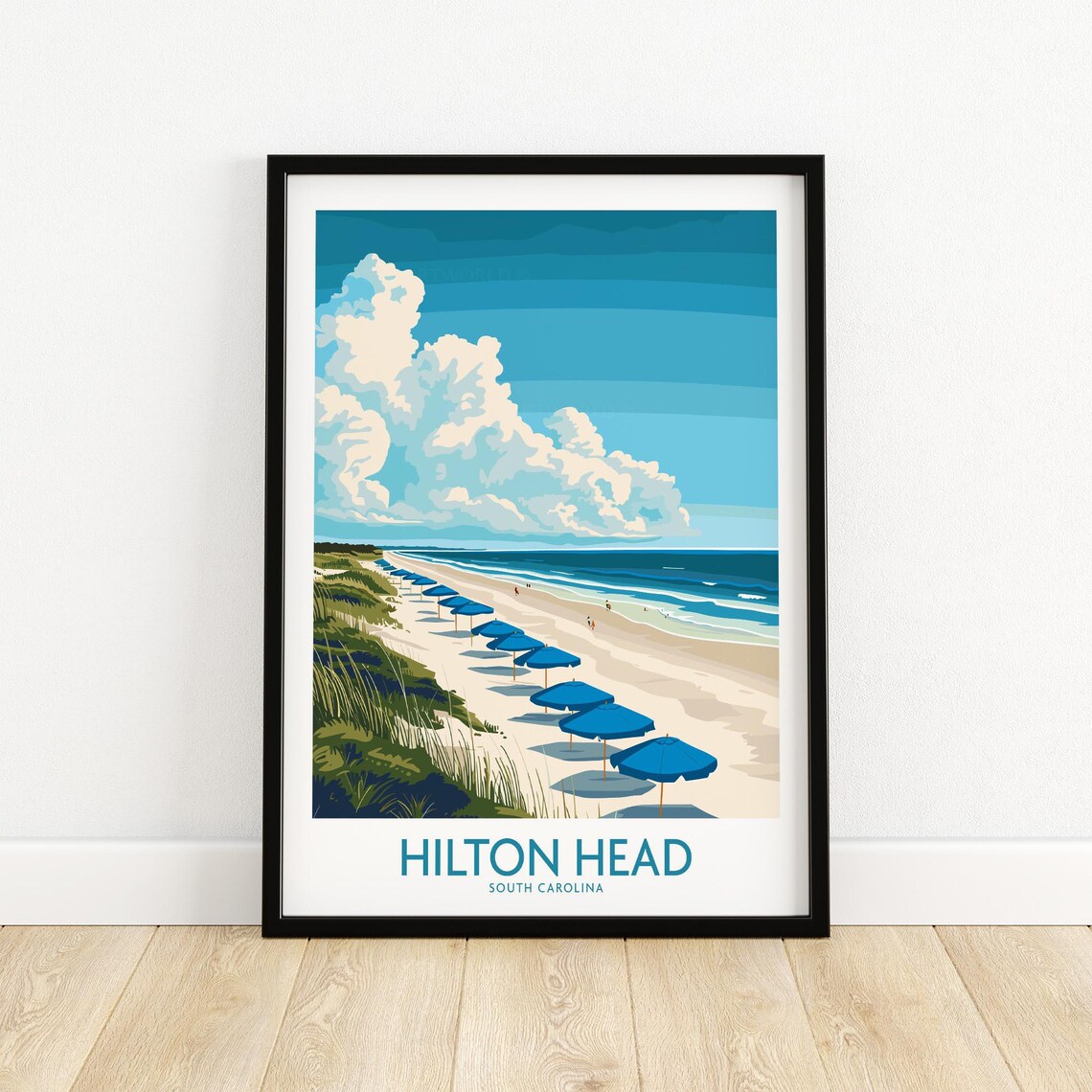Hilton Travel Poster, South Carolina Illustration Art
