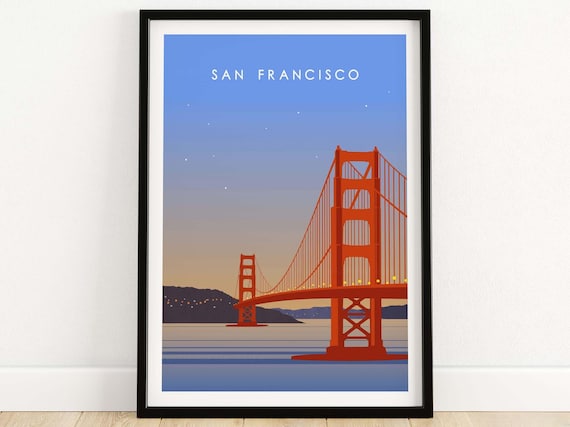 San Francisco Golden Gate Bridge Minimalist Travel Poster