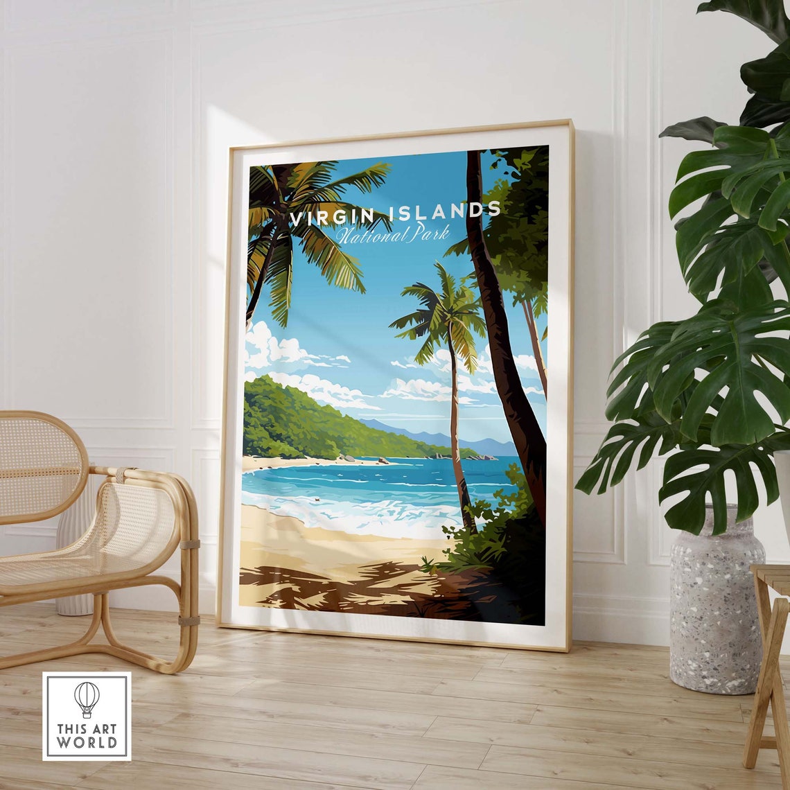 Virgin Islands National Park Tropical Beach Palms Travel Poster - Image 3