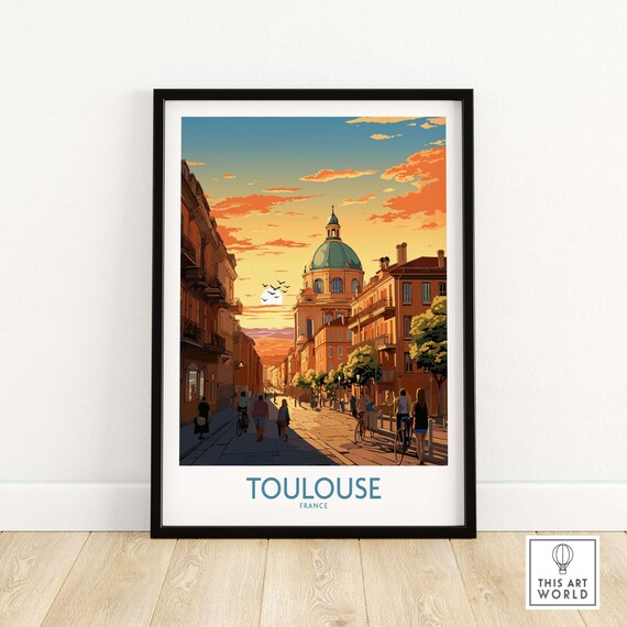 Toulouse Print Wall Art Print Travel Poster Birthday Present Wedding Anniversary Gift Wall Dcor Personalized Illustration Artwork