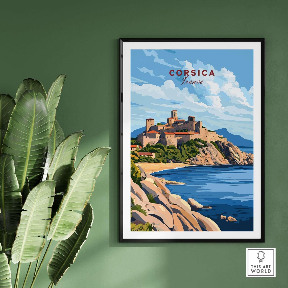 Corsica France Hilltop Citadel Rocky Coastline Seaside View Poster - Image 2