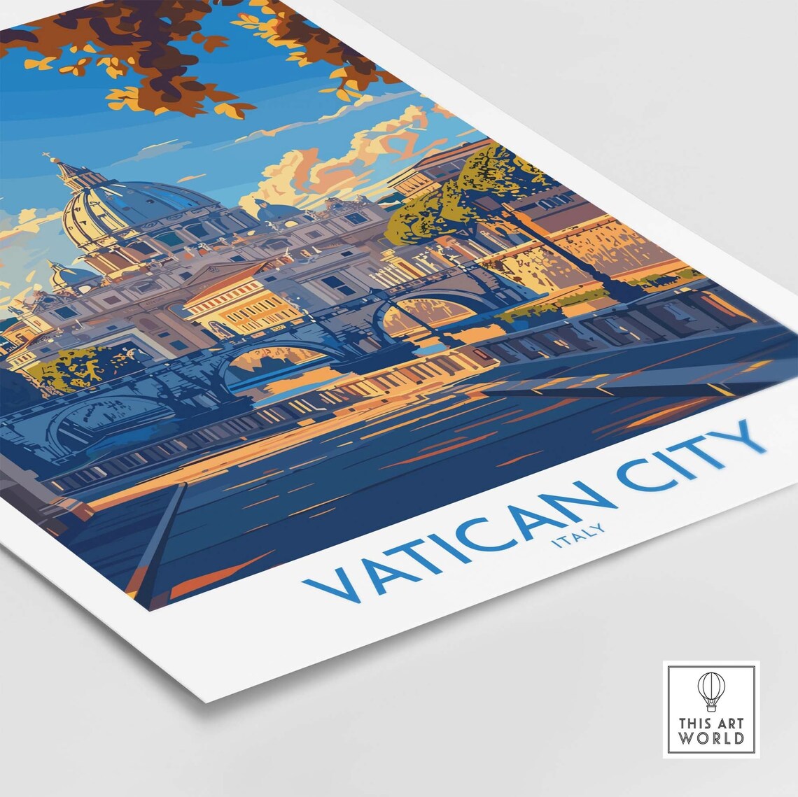 Vatican City Italy St Peters Basilica Bridge Sunset Scenic Poster - Image 4