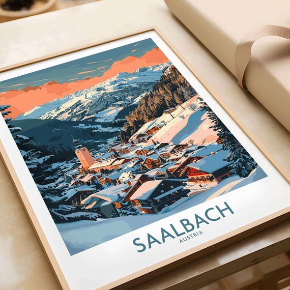 Saalbach Ski Resort, Ski Lodge Decor Art Print