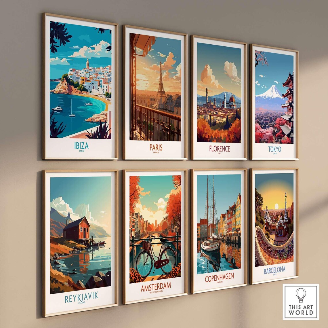 Balearic Ibiza Spain Old Town Turquoise Bay Boats Travel Poster - Image 3