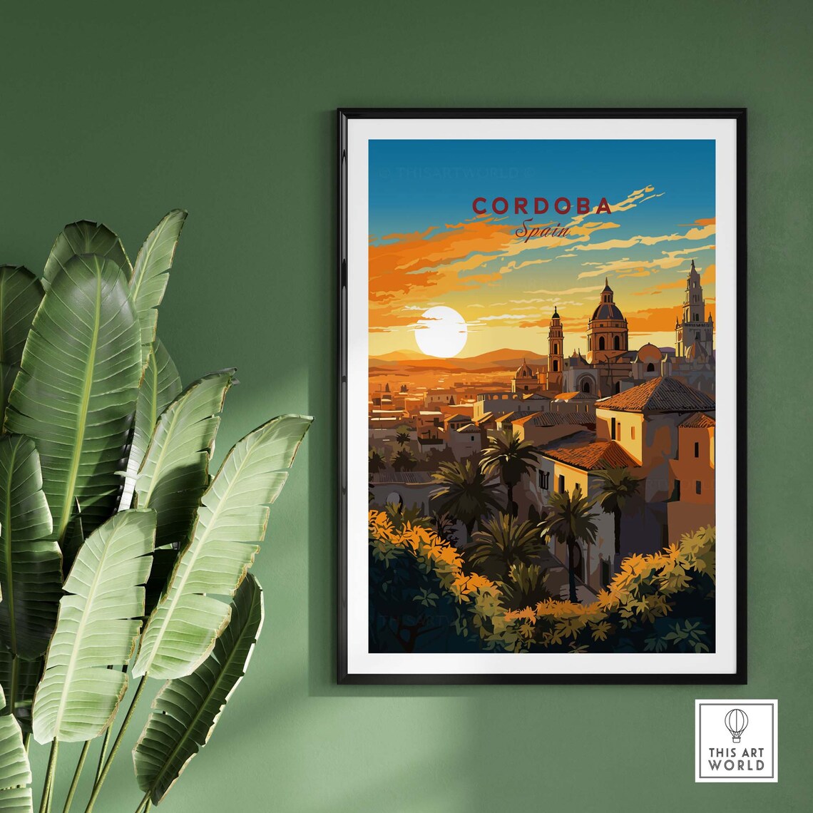 Cordoba Spain Sunset Cathedral Cityscape Vintage Travel Poster - Image 2