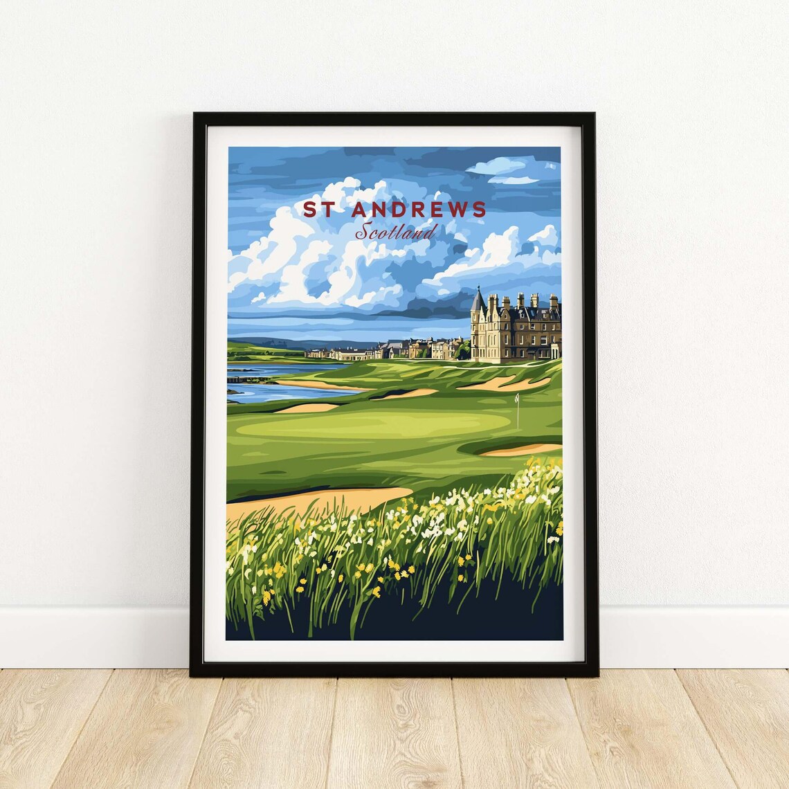 St Andrews Scotland Golf Poster, Golfing Landscape Print