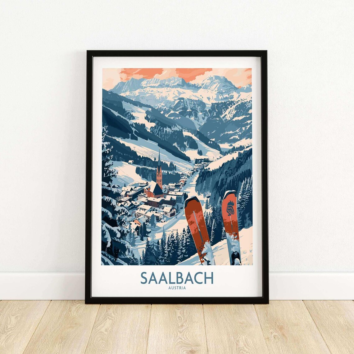 Ski Wall Art Saalbach Ski Lodge Poster - Image 5