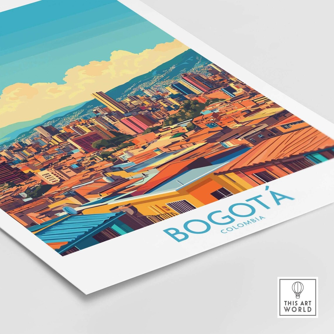 Bogota Colombia City Panorama Orange Rooftops Vintage Travel Poster - Image 4