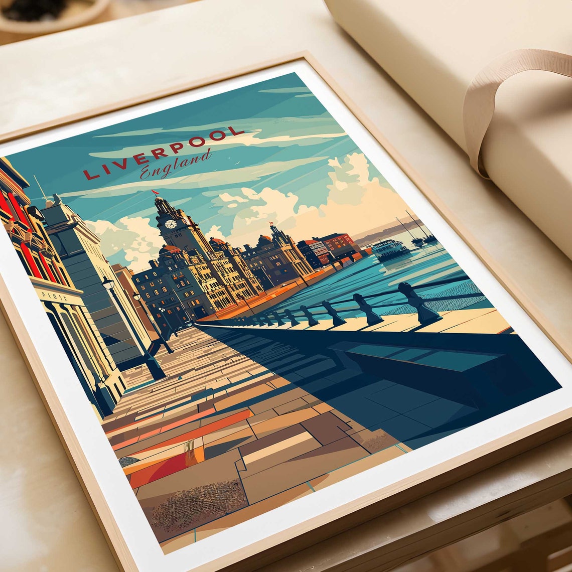 Liverpool England Waterfront Promenade Royal Liver Building Poster - Image 4